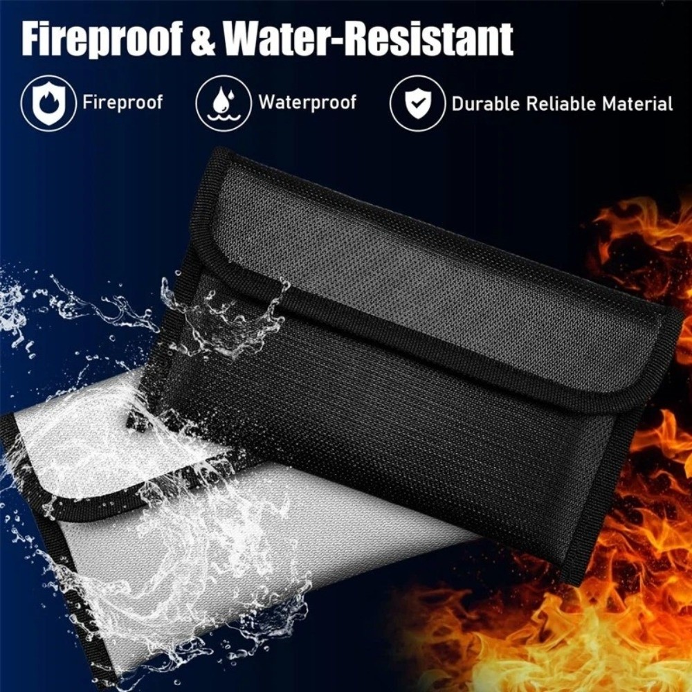 Fire Safe Document - Tragbare Wasserdichte Feuerfeste Aufbewahrungstasche mit Reißverschluss,