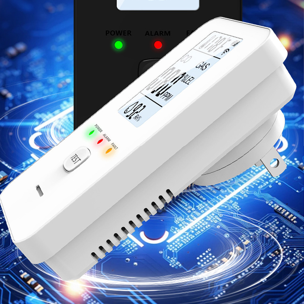 Co Detector Plug - Erdgas- und Kohlenmonoxid-Detektor mit HD-Display, Temperatur-