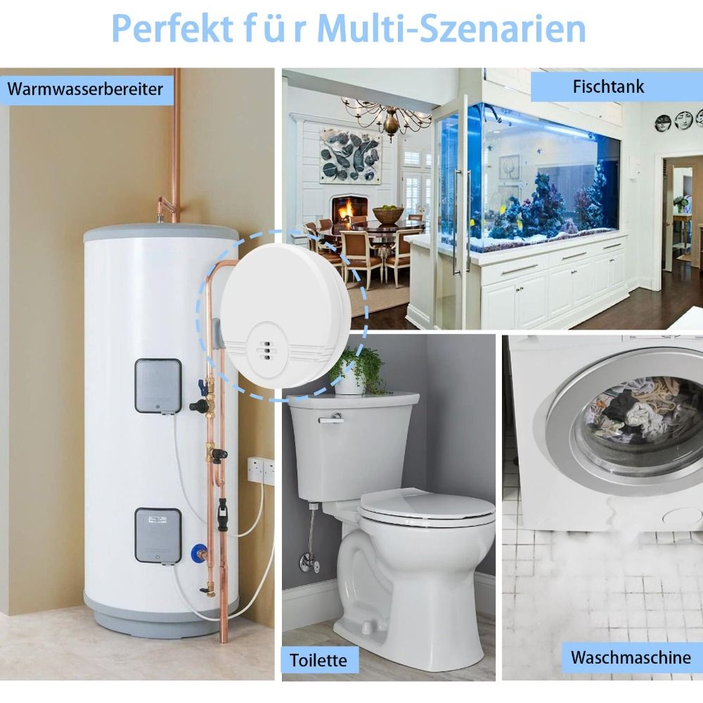 Water Alarm Sensor - Dual-Modus-Sensor Wasserleckalarm mit extrem langer Standby-Zeit,