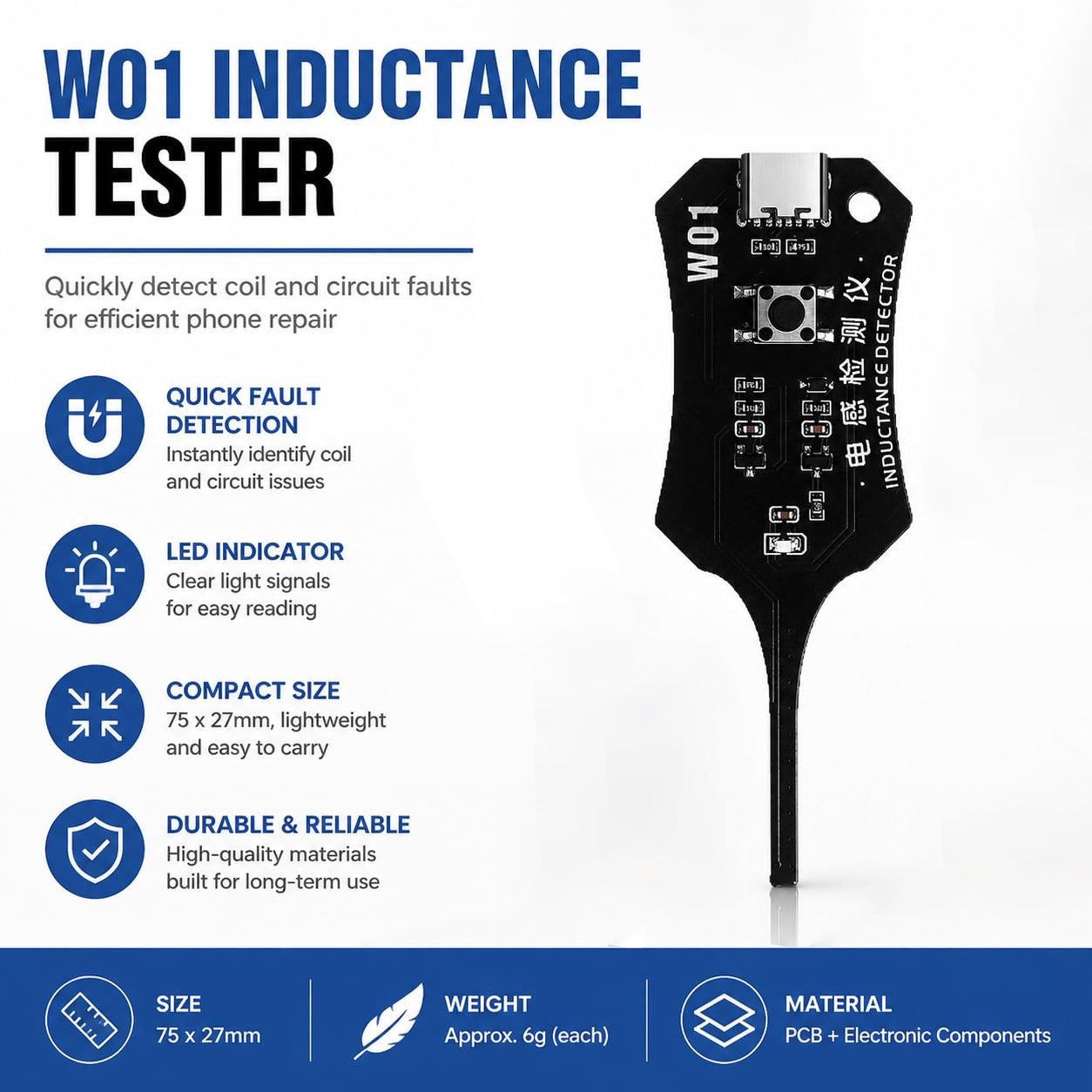 W01 Typ C Induktivitätstester  – Co Detector Plug Bewertung und Preis